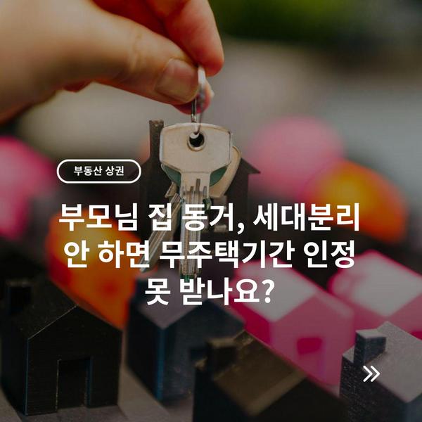 부모님 집 동거, 세대분리 안 하면 무주택기간 인정 못 받나요? 8 부모님 집 동거, 세대분리 안 하면 무주택기간 인정 못 받나요?