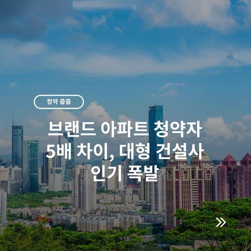 브랜드 아파트 청약자 5배 차이, 대형 건설사 인기 폭발