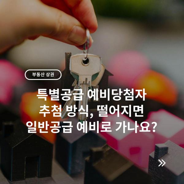 특별공급 예비당첨자 추첨 방식, 떨어지면 일반공급 예비로 가나요?