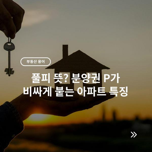 풀피 뜻? 분양권 P가 비싸게 붙는 아파트 특징