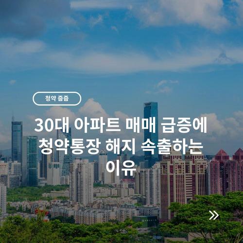 30대 아파트 매매 급증에 청약통장 해지 속출하는 이유