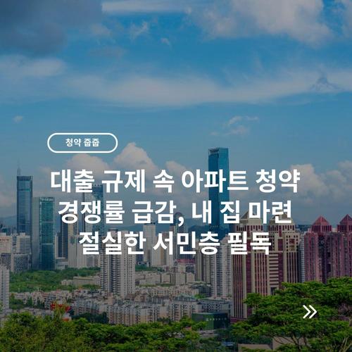 대출 규제 속 아파트 청약 경쟁률 급감, 내 집 마련 절실한 서민층 필독