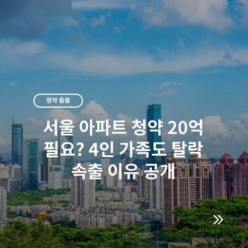 서울 아파트 청약 20억 필요? 4인 가족도 탈락 속출 이유 공개