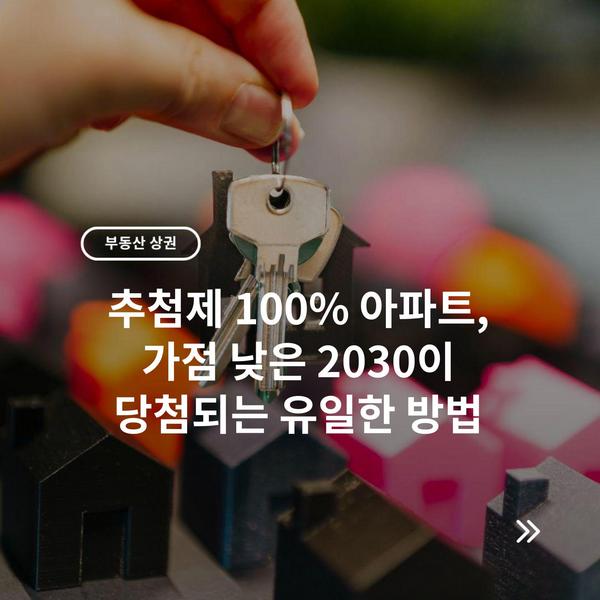 추첨제 100% 아파트, 가점 낮은 2030이 당첨되는 유일한 방법