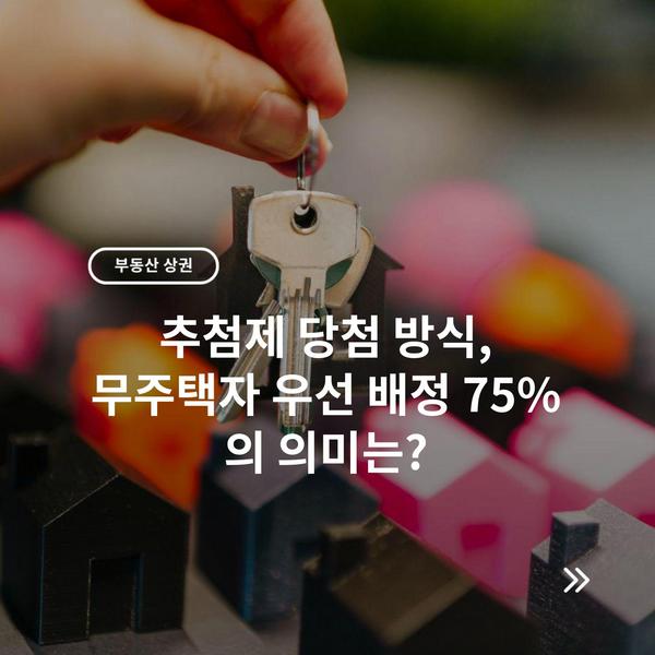 추첨제 당첨 방식, 무주택자 우선 배정 75%의 의미는?