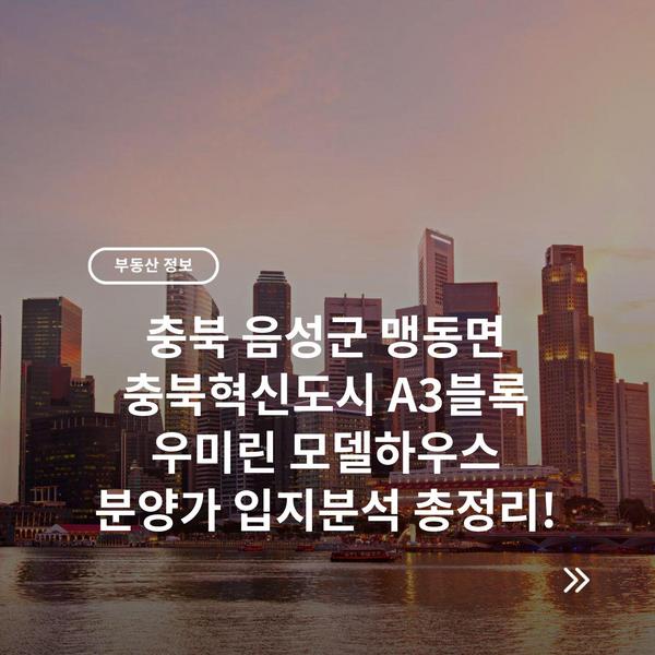 충북 음성군 맹동면 충북혁신도시 A3블록 우미린 모델하우스 분양가 입지분석 총정리!