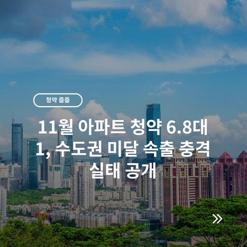 11월 아파트 청약 6.8대 1, 수도권 미달 속출 충격 실태 공개