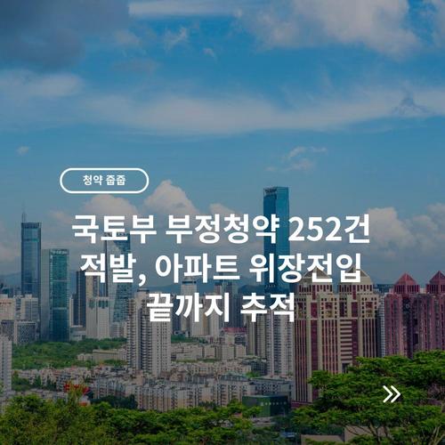 국토부 부정청약 252건 적발, 아파트 위장전입 끝까지 추적