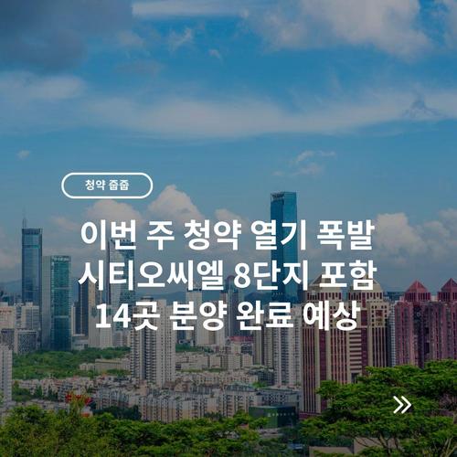 이번 주 청약 열기 폭발 시티오씨엘 8단지 포함 14곳 분양 완료 예상