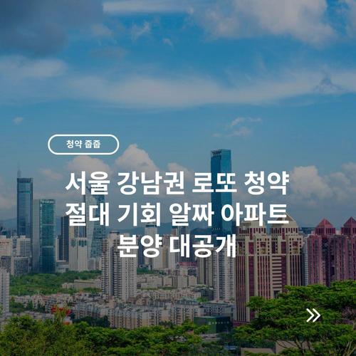 서울 강남권 로또 청약 절대 기회 알짜 아파트 분양 대공개
