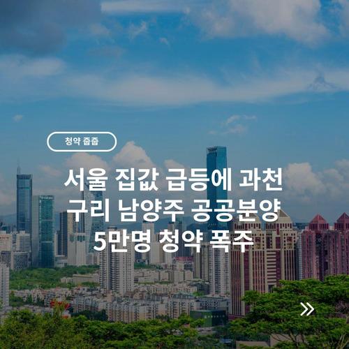 서울 집값 급등에 과천 구리 남양주 공공분양 5만명 청약 폭주