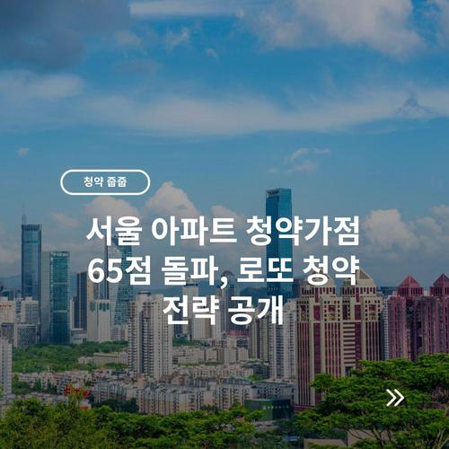 서울 아파트 청약가점 65점 돌파, 로또 청약 전략 공개