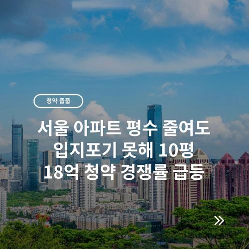 서울 아파트 평수 줄여도 입지포기 못해 10평 18억 청약 경쟁률 급등