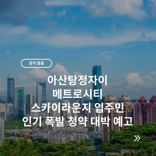 아산탕정자이 메트로시티 스카이라운지 입주민 인기 폭발 청약 대박 예고