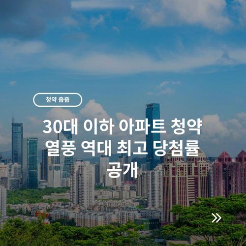 30대 이하 아파트 청약 열풍 역대 최고 당첨률 공개