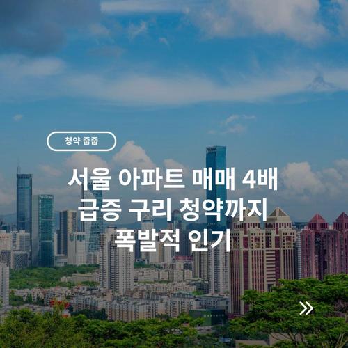 서울 아파트 매매 4배 급증 구리 청약까지 폭발적 인기
