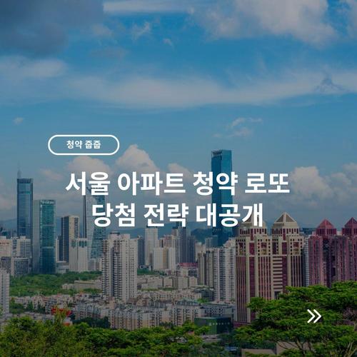서울 아파트 청약 로또 당첨 전략 대공개