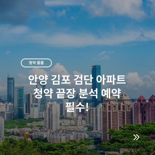 안양 김포 검단 아파트 청약 끝장 분석 예약 필수!