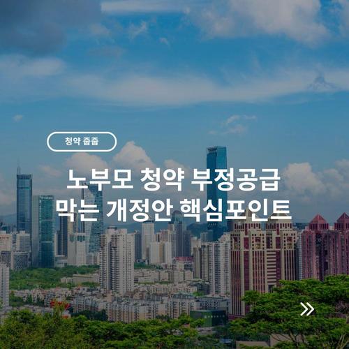 노부모 청약 부정공급 막는 개정안 핵심포인트
