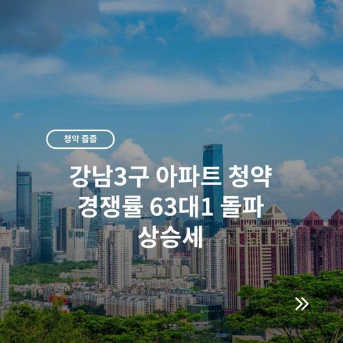 강남3구 아파트 청약 경쟁률 63대1 돌파 상승세