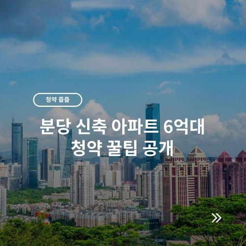분당 신축 아파트 6억대 청약 꿀팁 공개