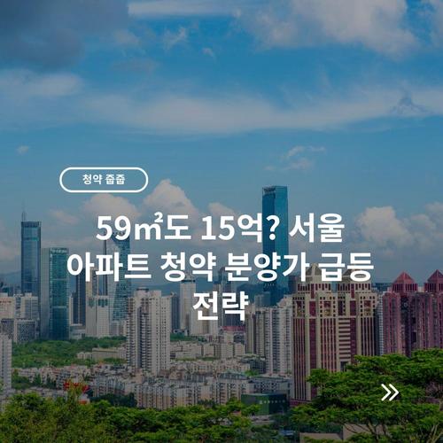 59㎡도 15억? 서울 아파트 청약 분양가 급등 전략