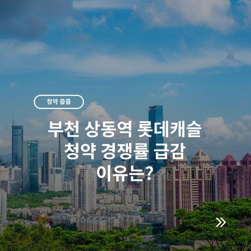 부천 상동역 롯데캐슬 청약 경쟁률 급감 이유는?