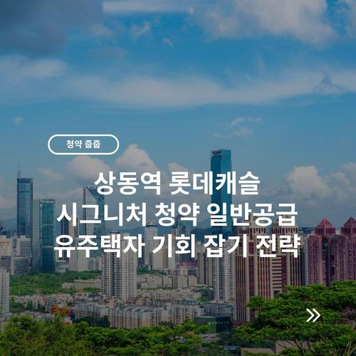 상동역 롯데캐슬 시그니처 청약 일반공급 유주택자 기회 잡기 전략