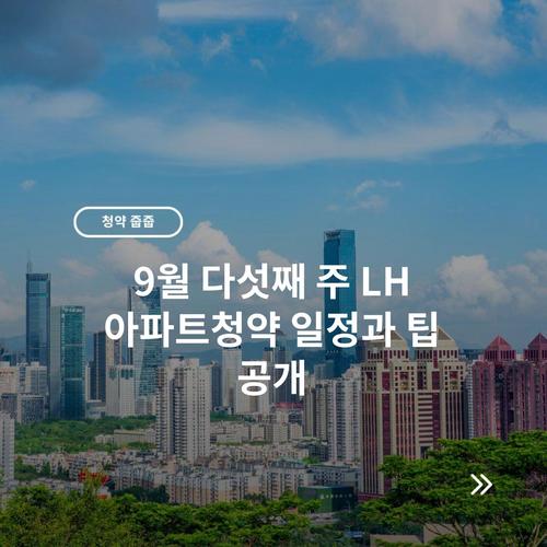 9월 다섯째 주 LH 아파트청약 일정과 팁 공개