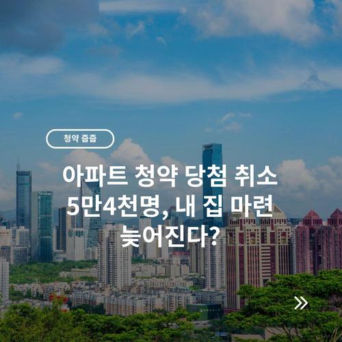 아파트 청약 당첨 취소 5만4천명, 내 집 마련 늦어진다?