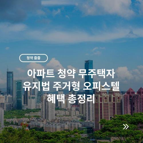 아파트 청약 무주택자 유지법 주거형 오피스텔 혜택 총정리