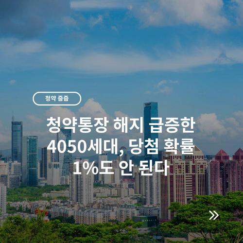 청약통장 해지 급증한 4050세대, 당첨 확률 1%도 안 된다