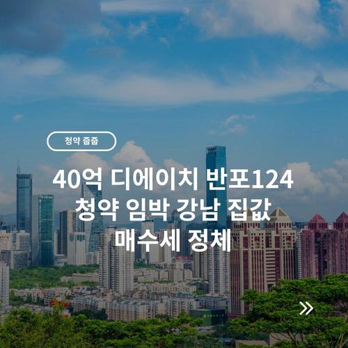 40억 디에이치 반포124 청약 임박 강남 집값 매수세 정체