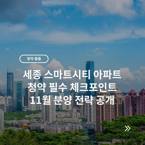 세종 스마트시티 아파트 청약 필수 체크포인트 11월 분양 전략 공개
