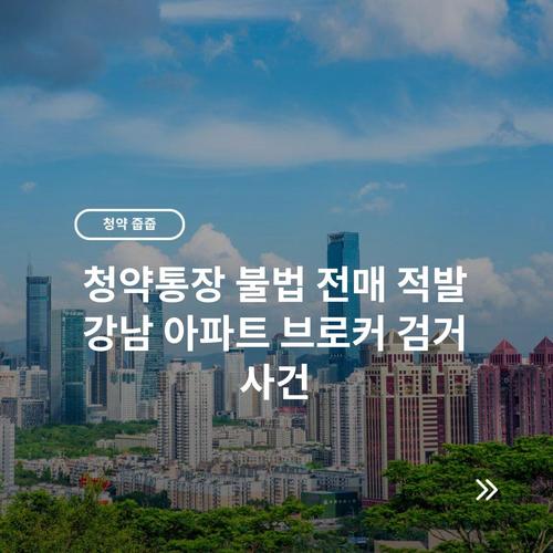청약통장 불법 전매 적발 강남 아파트 브로커 검거 사건